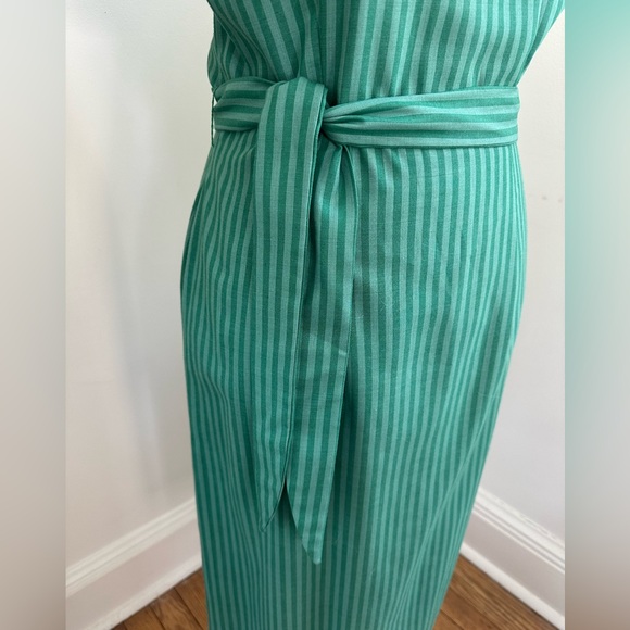 Vintage Suzy Perette Green Striped Dress and Overcoat Set size Small - Picture 6 of 11